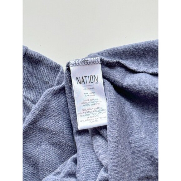NATION LTD Nina Blue Slubbed Cotton Jersey V-Neck Vintage T-Shirt Top, Size L - Picture 9 of 10